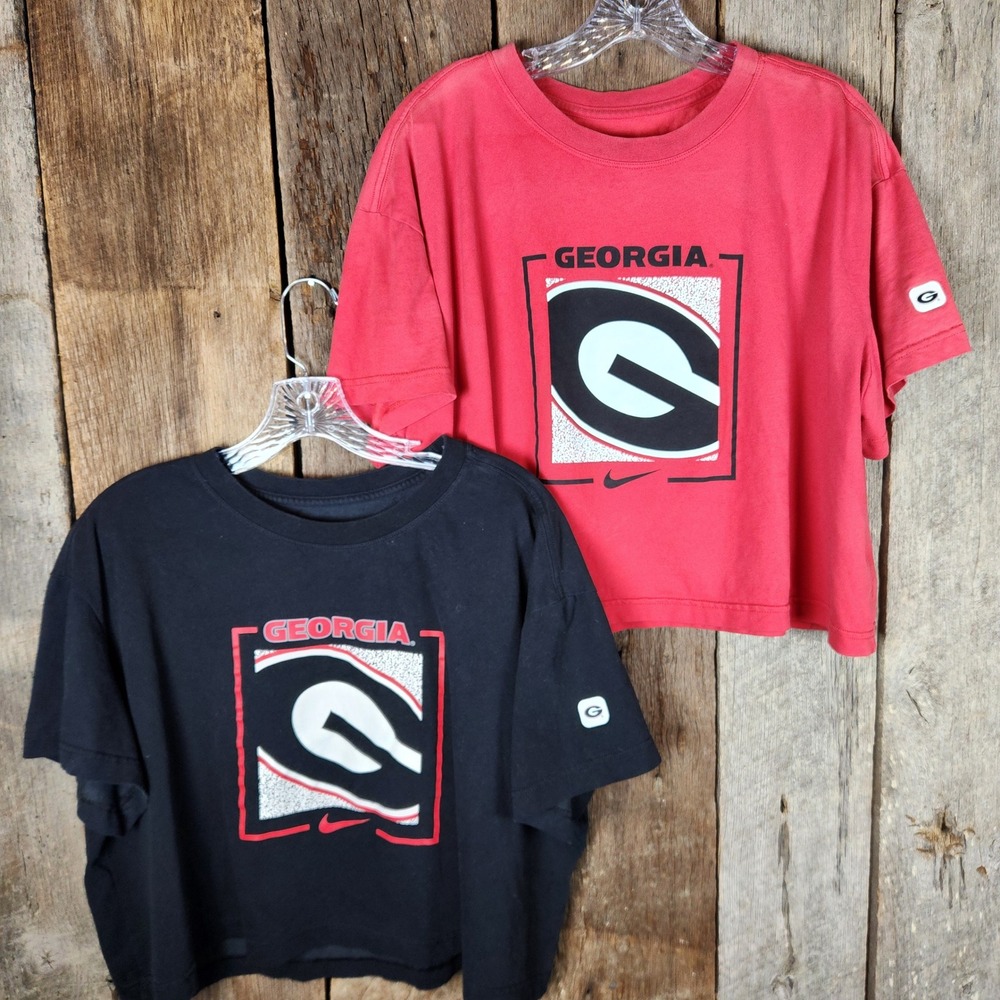 Nike Georgia Bulldogs Dri-FIT Crop T-Shirt Set Red Black Womens XL 2-Pack